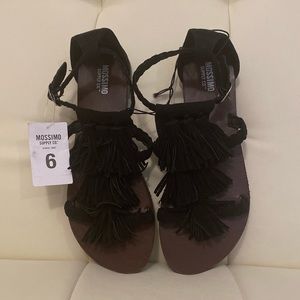 Mossimo Black Fringe Maria Sandals | Size 6